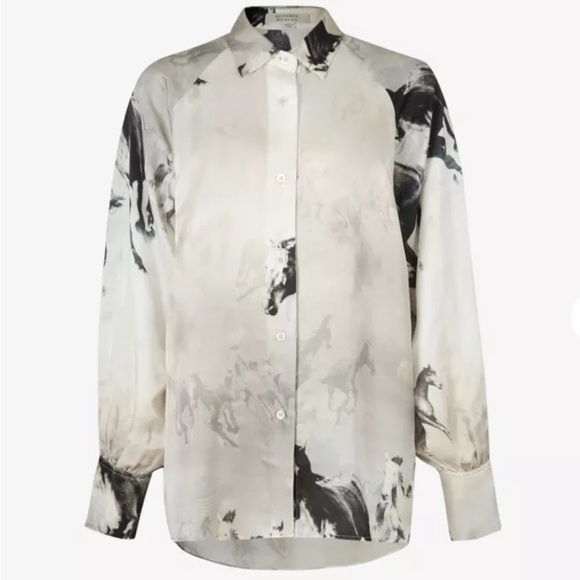 ALLSAINTSOana Epoto horse-print silk-blend shirt
